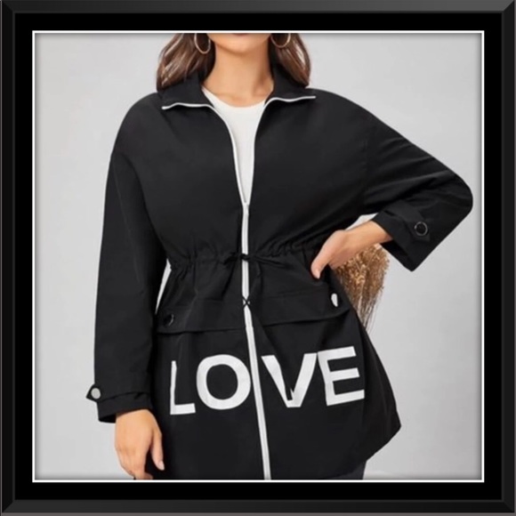SHEIN Jackets & Blazers - Black Zip Up Jacket That says LOVE